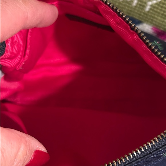 J. Crew tennis motif vintage silk Navy Blue Bag with Chain Strap Y2K - Picture 5 of 6